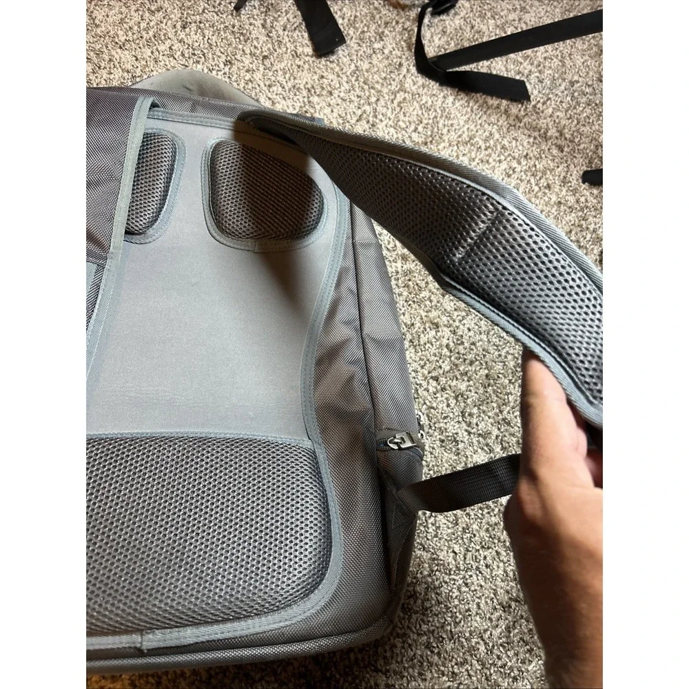 Microsoft Padded Laptop Backpack Strap Multiple Pockets Zip Blue Gray 18